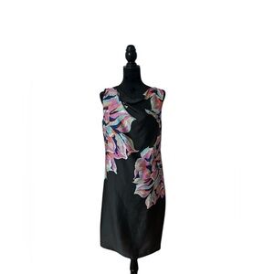 LOFT Floral Black Sleeveless Dress